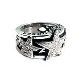 TRIPLE STAR MESH RING w/ PAVÉ DIAMONDS