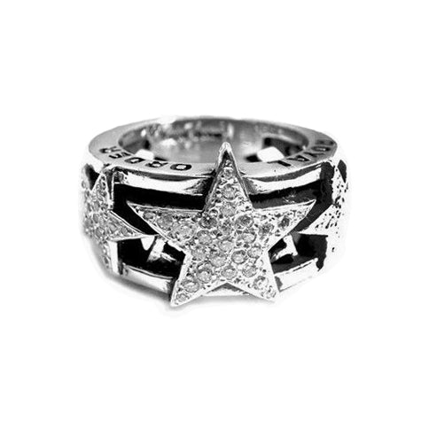 TRIPLE STAR MESH RING w/ PAVÉ DIAMONDS