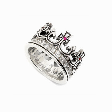 REGAL CROWN ROYALE RING w/ DIAMOND BAND & RUBIES OR SAPPHIRES