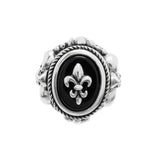 OVAL ONYX FRAME RING w/ CENTER EMBLEM & CZs