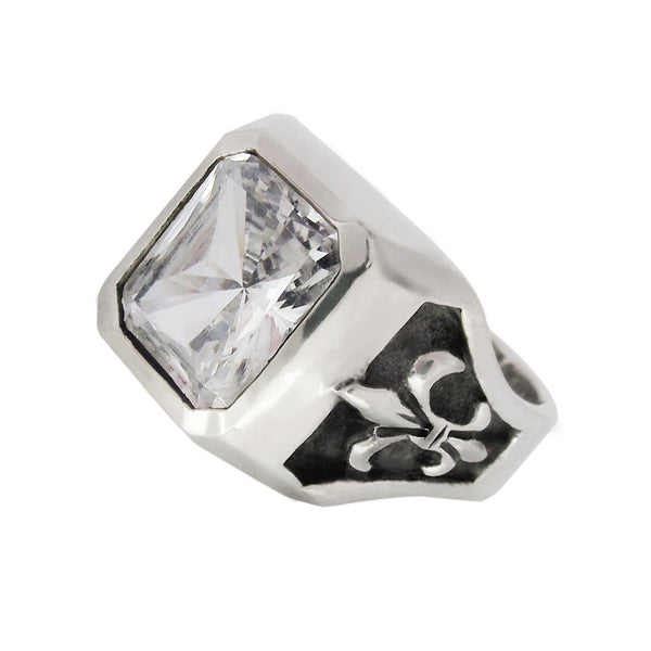 FLEUR DE LIS SQUARE RING w/ CZ