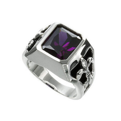 FLEUR DE LIS SQUARE RING w/ CZ