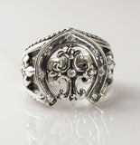 HORSESHOE RING with FDL CROSS & CZs