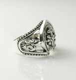 HORSESHOE RING with FDL CROSS & CZs