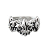 TRIPLE FLEUR DE LIS & HEART RING