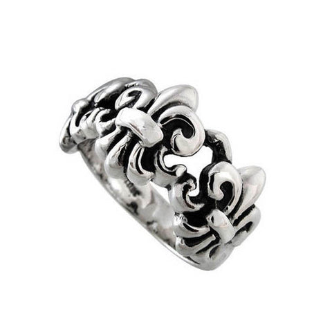 TRIPLE FLEUR DE LIS & HEART RING