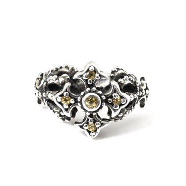 ANTOINETTE FLEUR DE LIS CROSS RING w/ CZS