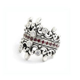 DOUBLE TIARA RING w/ DIAMONDS & RUBY OR SAPPHIRE BAND