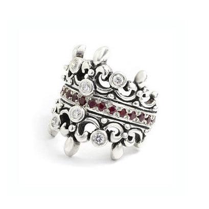 DOUBLE TIARA RING w/ DIAMONDS & RUBY OR SAPPHIRE BAND