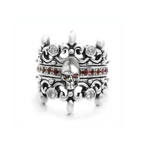 DOUBLE TIARA RING w/ SKULL PRECIOUS STONES