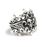 DOUBLE TIARA WINGED SKULL RING