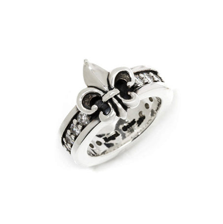 FLEUR DE LIS RING w/ CZ BAND