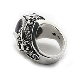 FLEUR DE LIS WINGED SKULL RING w/ CABOCHON CZ