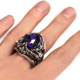 FLEUR DE LIS WINGED SKULL RING w/ CABOCHON CZ