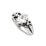 TRIPLE BAND CROWN FLEUR DE LIS RING w/ OVAL CZ