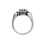 TRIPLE BAND CROWN FLEUR DE LIS RING w/ OVAL CZ