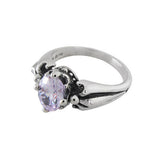 TRIPLE BAND CROWN FLEUR DE LIS RING w/ OVAL CZ