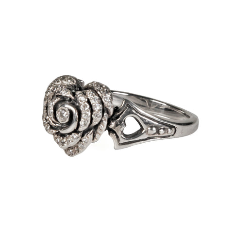 SMALL HEART ROSE RING w/ PAVÉ PRECIOUS STONES