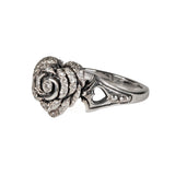 SMALL HEART ROSE RING w/ PAVÉ CZs