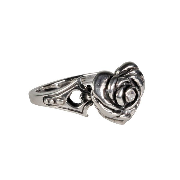 SMALL HEART ROSE RING w/ CZ