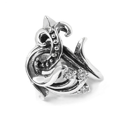 TWISTED FLEUR RING w/ CZ