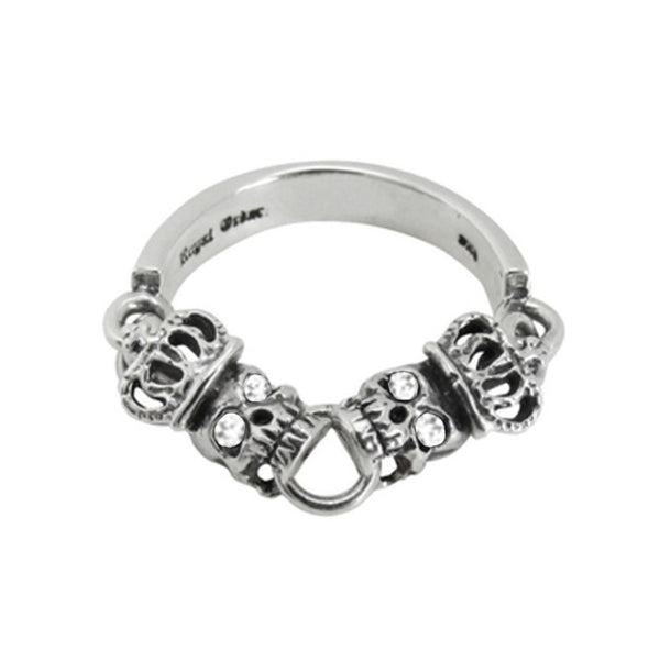 SKULLS w/ CROWNS BAND RING & CZ EYES