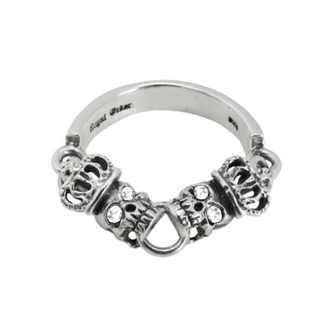 SKULLS w/ CROWNS BAND RING & CZ EYES