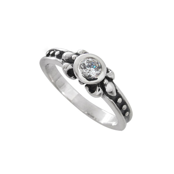 TINY FLEURETTE RING w/ CZ