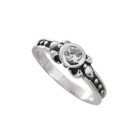 TINY FLEURETTE RING w/ CZ