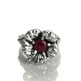 PARADISE HIBISCUS SOLITAIRE RING w/ CZ CENTER