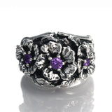 MAUI TRIPLE HIBISCUS RING w/ CZs