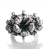 WAILEA TRIPLE HIBISCUS RING w/ CZs