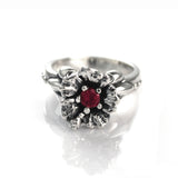 LAHAINA SMALL HIBISCUS RING w/ FLEUR DES LIS SIDES & CZ