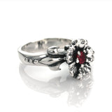 LAHAINA SMALL HIBISCUS RING w/ FLEUR DES LIS SIDES & CZ