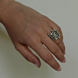 DOUBLE TIARA RIBBON BAND RING w/ PETITE CZ