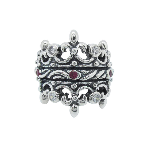 DOUBLE TIARA RIBBON BAND RING w/ PETITE CZ