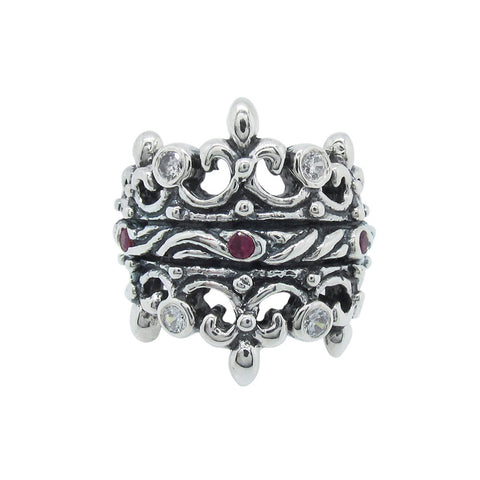 DOUBLE TIARA RIBBON BAND RING w/ PETITE CZ
