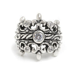 DOUBLE TIARA RIBBON BAND RING w/ CZ