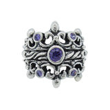 DOUBLE TIARA RIBBON BAND RING w/ CZ