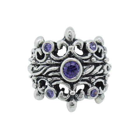 DOUBLE TIARA RIBBON BAND RING w/ CZ