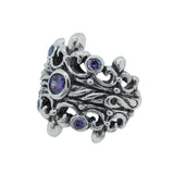 DOUBLE TIARA RIBBON BAND RING w/ CZ