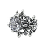 DOUBLE TIARA RIBBON BAND RING w/ CROWN CZ