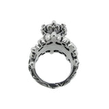 DOUBLE TIARA RIBBON BAND RING w/ CROWN CZ
