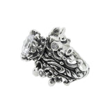 DOUBLE TIARA RIBBON BAND RING w/ CROWN CZ