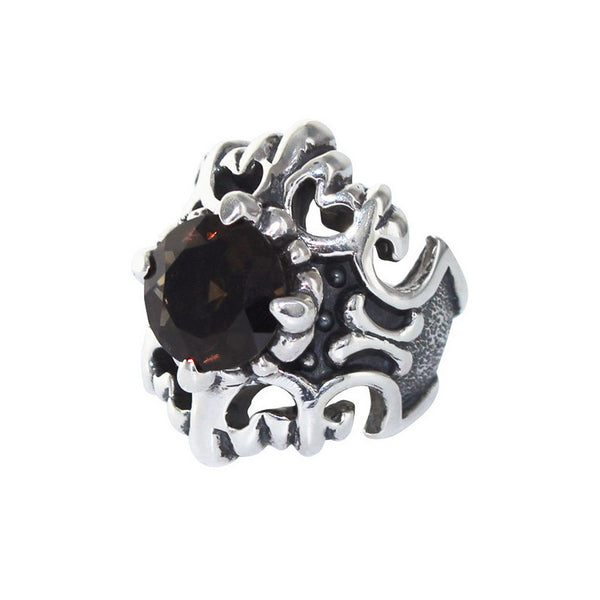 BIG FLEUR DE LIS RING w/ CROWN SET CZ
