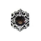 BIG FLEUR DE LIS RING w/ CROWN SET CZ