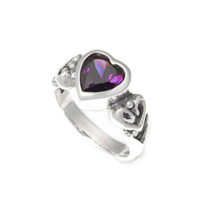 HEART RING w/ CZ & ALLEGRA HEART SIDES