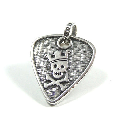 TEXTURED GUITAR PICK PENDANT w/ SKULL