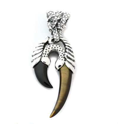 DOUBLE TALONS PENDANT w/ ONYX & TIGER EYE