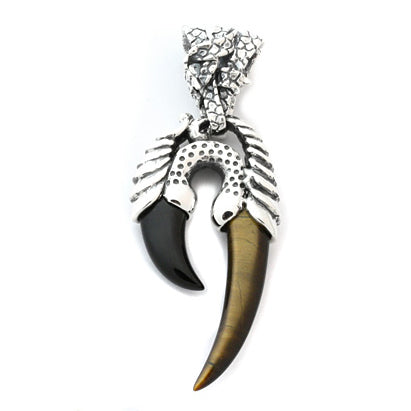 DOUBLE TALONS PENDANT w/ ONYX & TIGER EYE